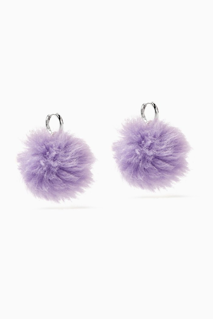 

Pom-pom Earrings in Brass, Purple