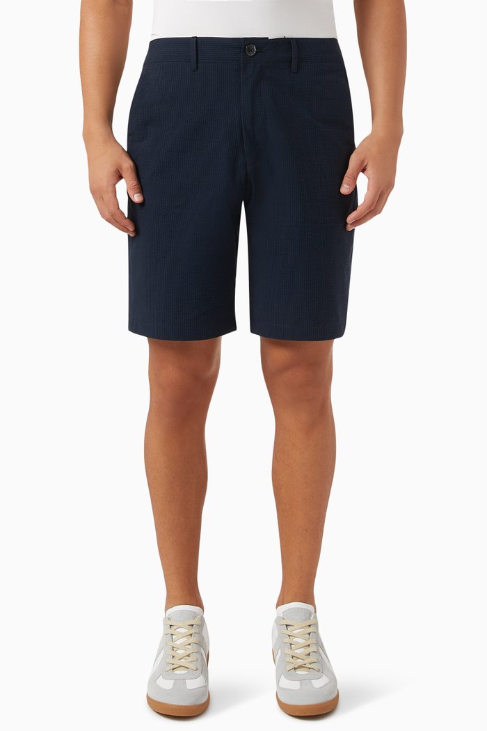 Seersucker Shorts in Organic-cotton Blend, Blue