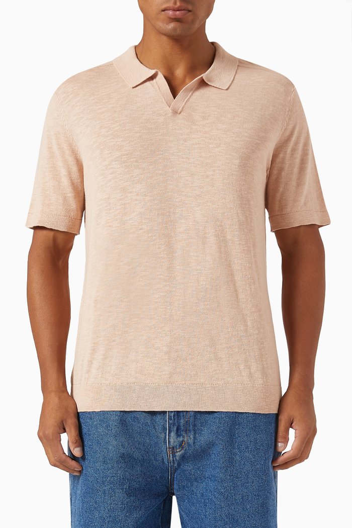 

Open Polo Shirt in Cotton-knit, Pink