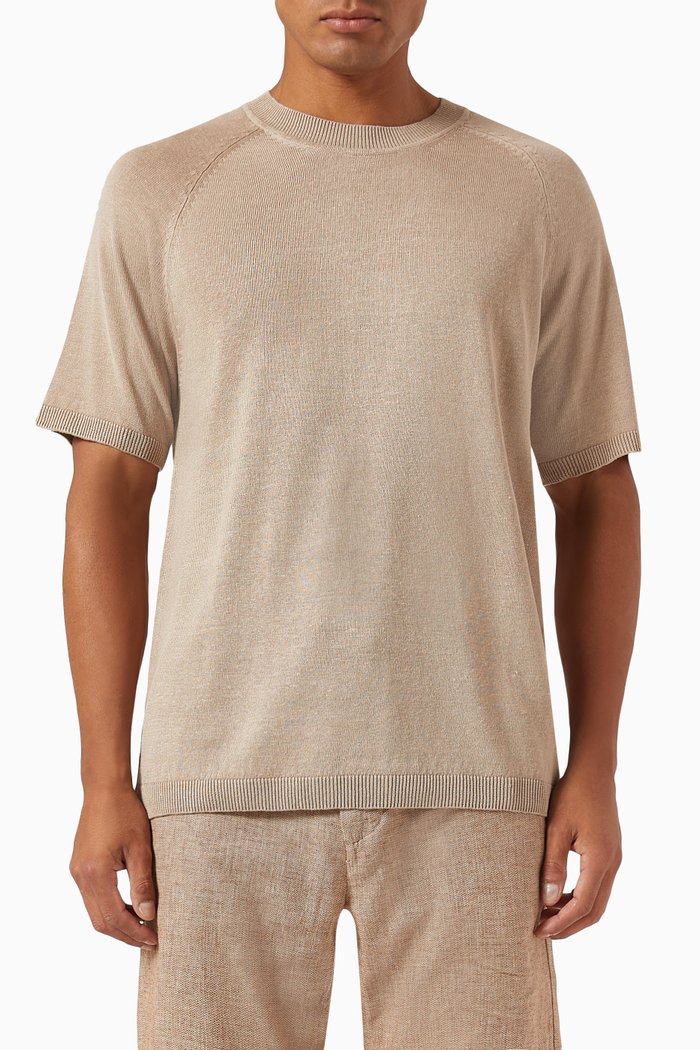 

Crewneck T-shirt in Linen-knit, Neutral