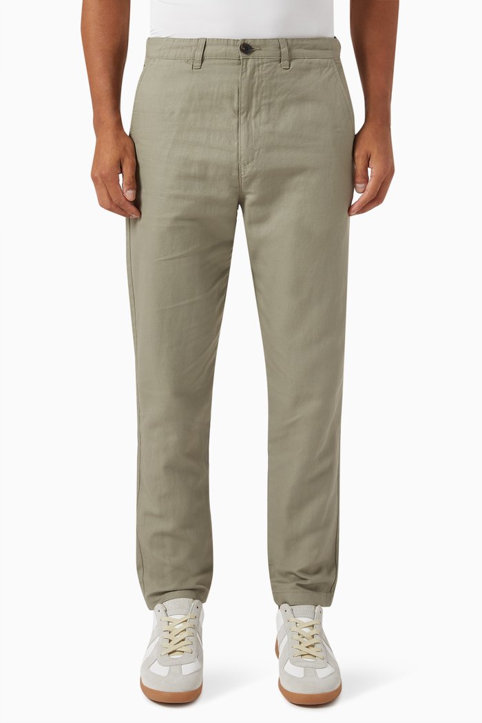 

172 Slim Fit Tapered Pants in Organic-cotton & Linen, Neutral