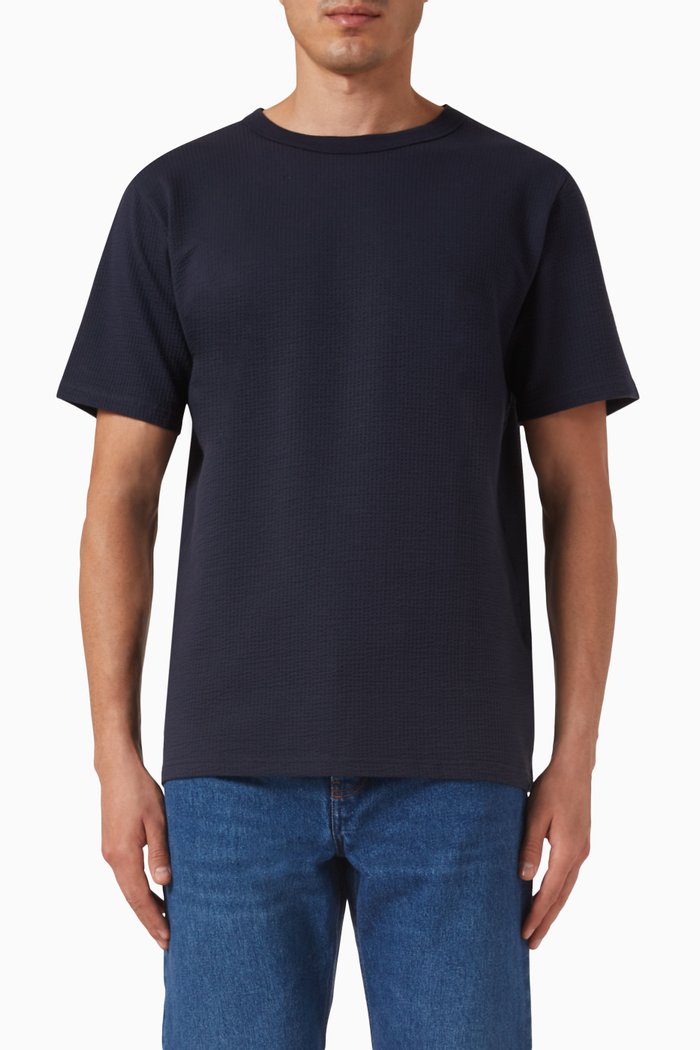 

T-shirt in Cotton-seersucker, Blue