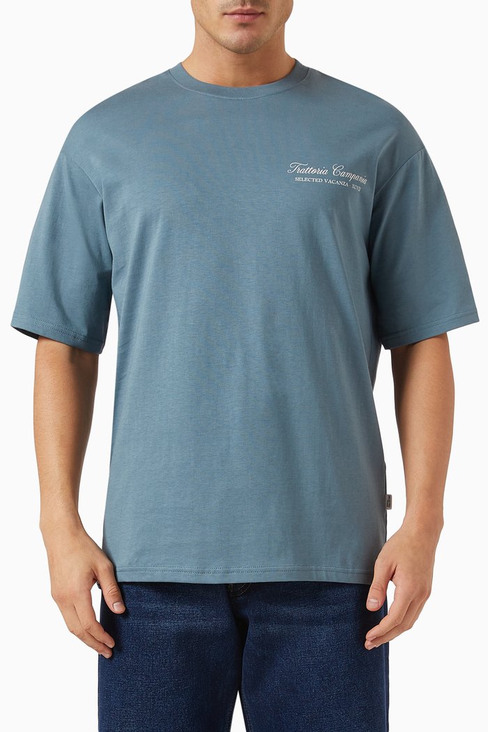 

Printed T-shirt in Organic-cotton, Blue