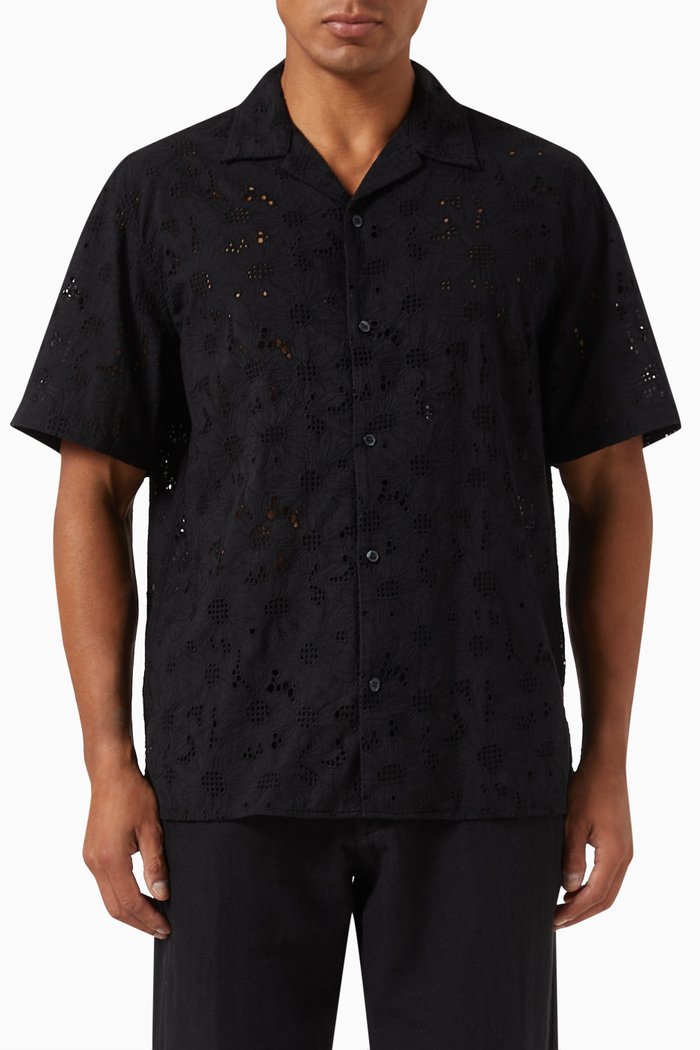 

Broderie-anglaise Shirt in Cotton, Black