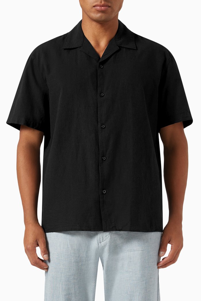Relaxed Shirt in Linen, Black