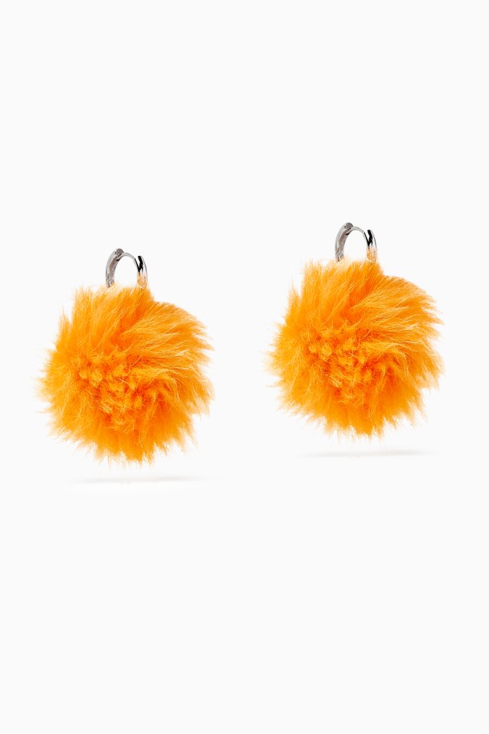 

Pom-pom Earrings in Brass, Orange