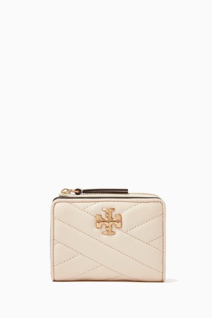 

Kira Chevron Bi-fold Wallet in Leather, Neutral