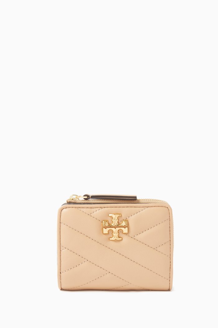 

Kira Chevron Bi-fold Wallet in Leather, Neutral