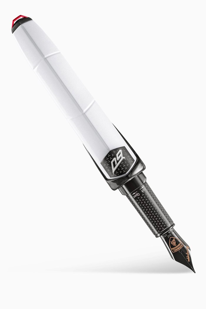 Automobili Lamborghini 60° Fountain Pen in Carbon Fibre & Aluminium, White