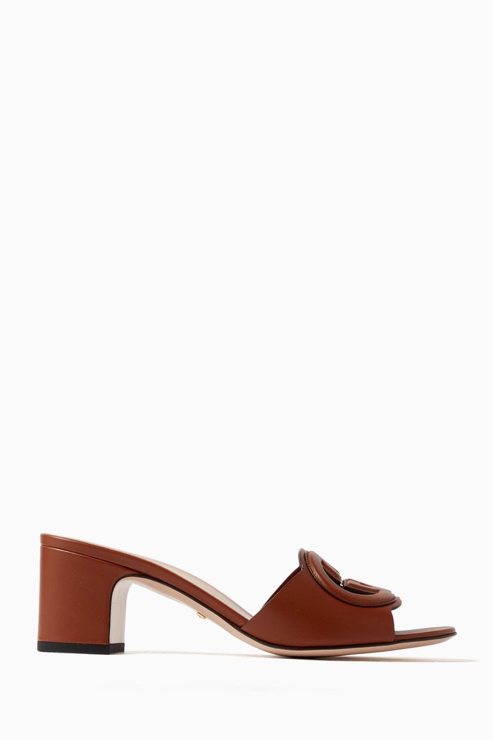

GG Mule Sandals in Leather, Brown