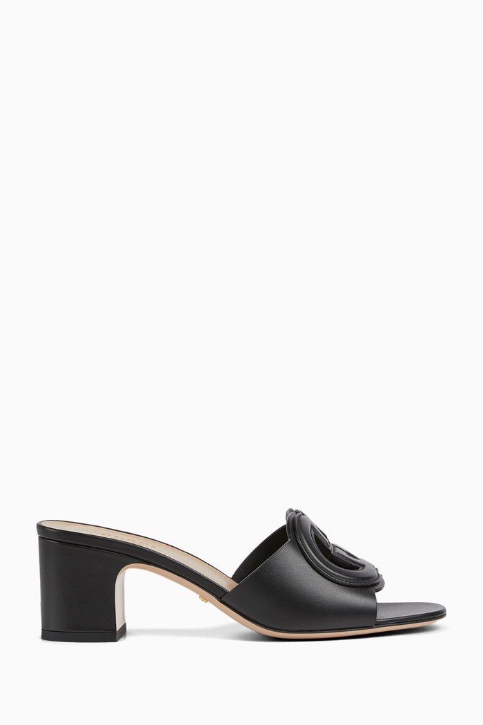 

GG Mule Sandals in Leather, Black