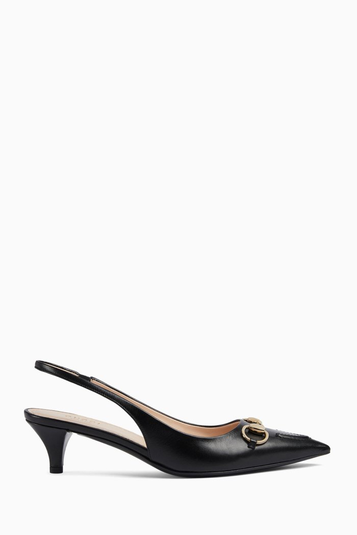 

Horsebit Slingback Pumps in Leather, Black