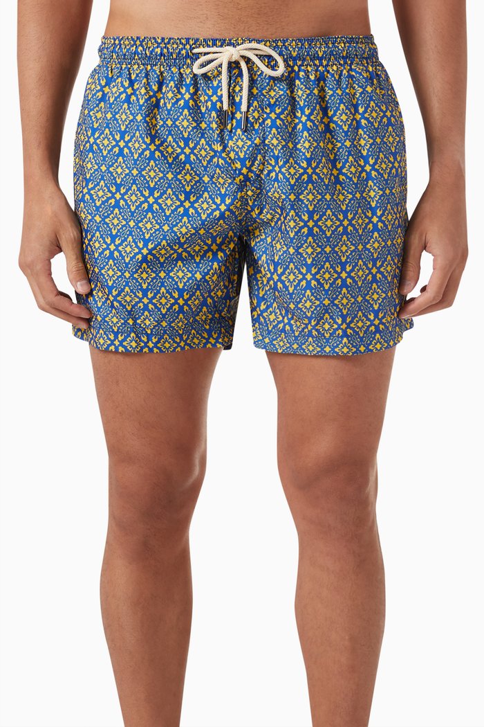 

Printed Swim Shorts in Recycled Polyester, Blue