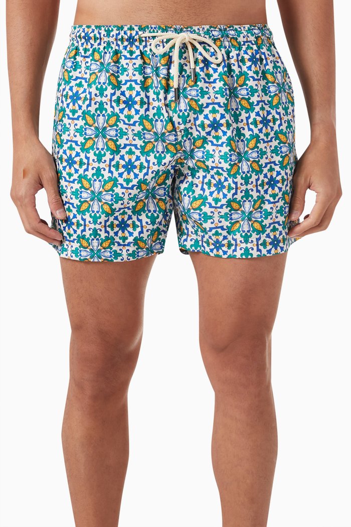 

Printed Swim Shorts in Recycled Polyester, Green