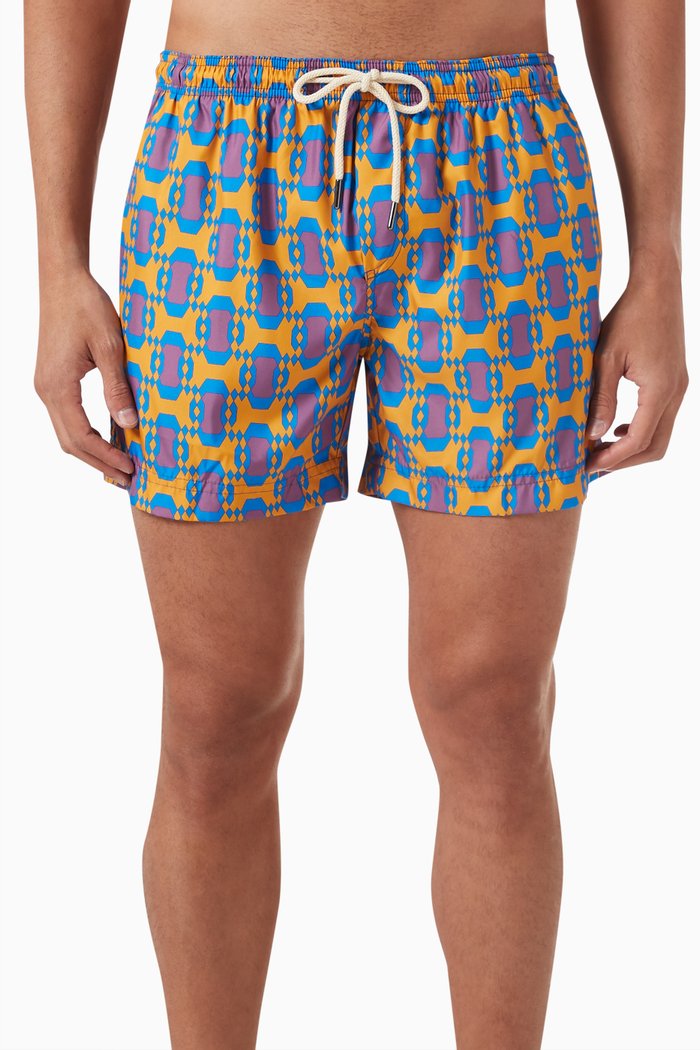 

Printed Swim Shorts in Recycled Polyester, Orange