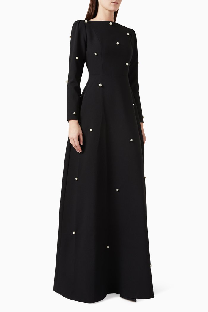 

Pearl Embellished Gown, Black
