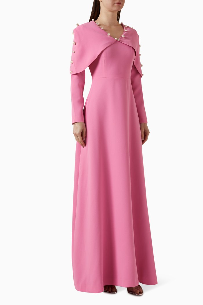 

Pearl-embellished A-line Gown, Pink