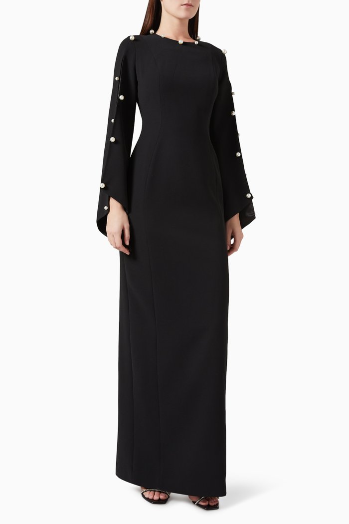 

Pearl Embellished Gown, Black