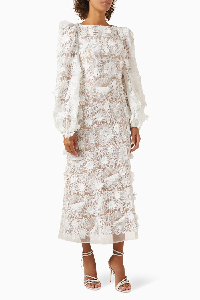 

Tranquility 3D Floral Dress, White