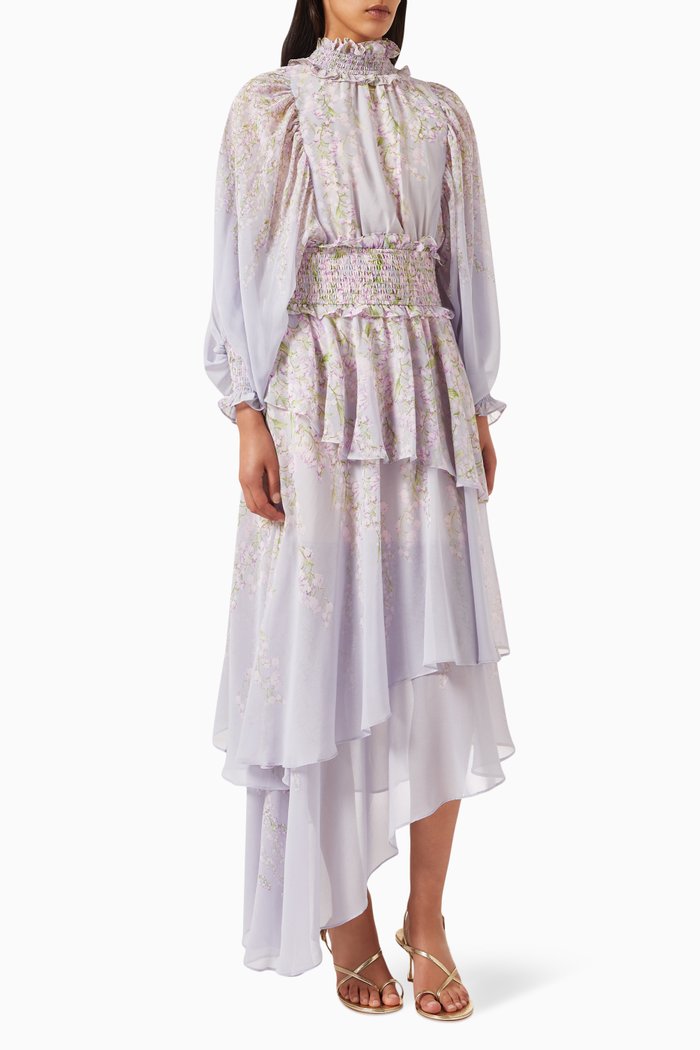 

Astrid Floral-print Midi Dress, Purple