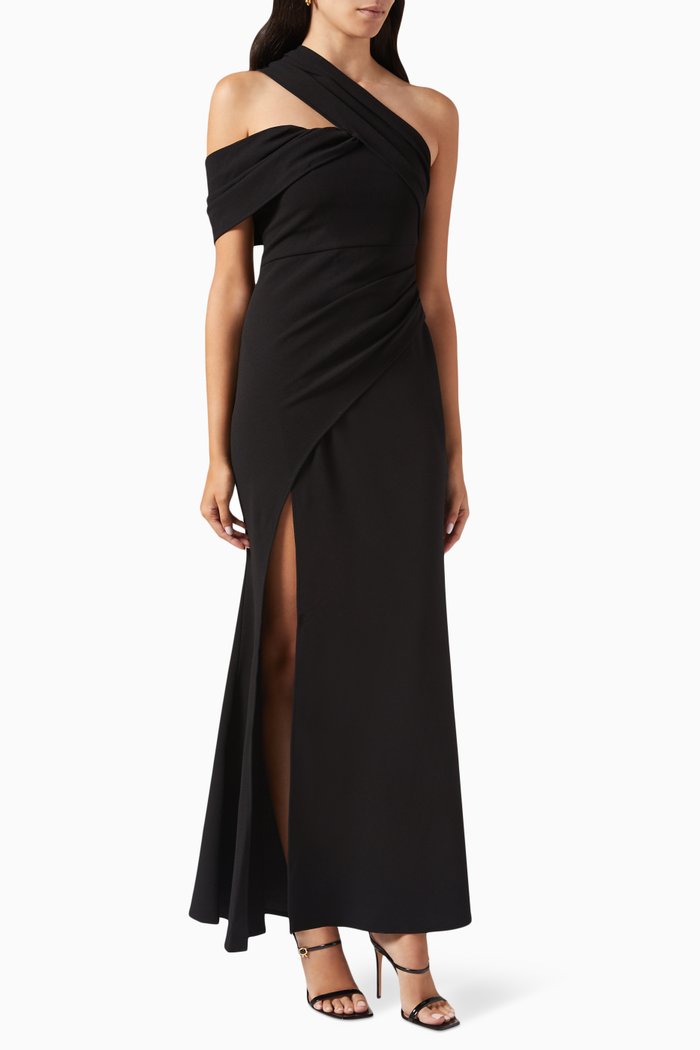 

Como One-shoulder Maxi Dress, Black