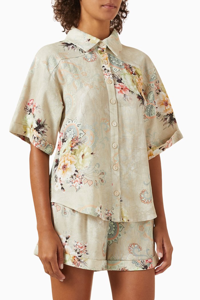 

Cyprus Floral-print Top & Shorts Set, Multicolour