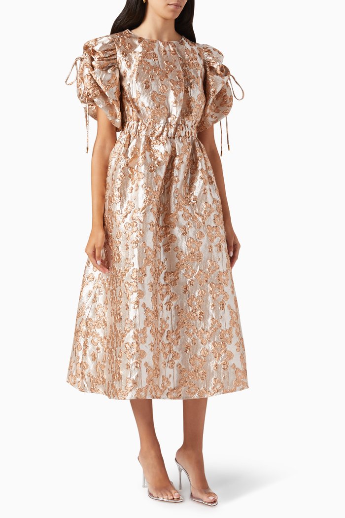 

Mystique Metallic Midi Dress in Jacquard, Multicolour