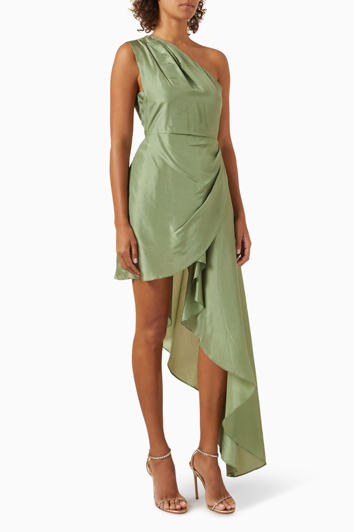 

Enigma One-shoulder Mini Dress, Green
