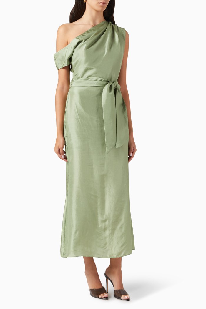 

Finesse One-shoulder Midi Dress, Green