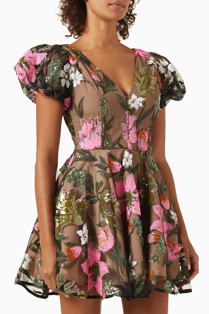 

Stellar Embellished Mini Dress in Mesh, Multicolour