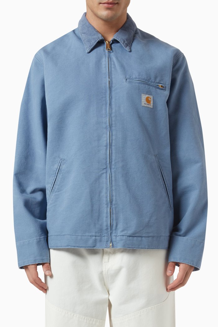 

Detroit Zip-up Jacket in Organic Canvas, Blue