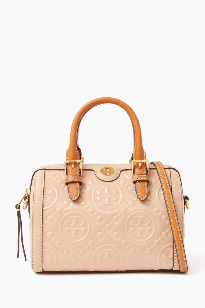 

Mini T Monogram Barrel Top-handle Bag in Patent Leather, Neutral