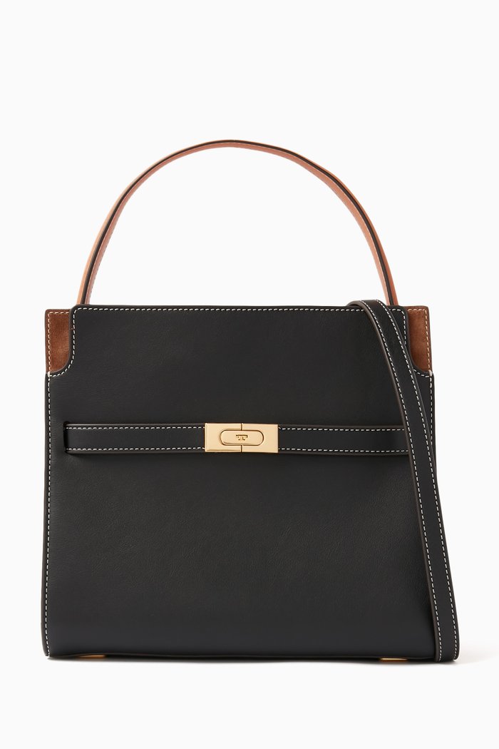 

Small Lee Radziwill Double Bag in Leather, Black