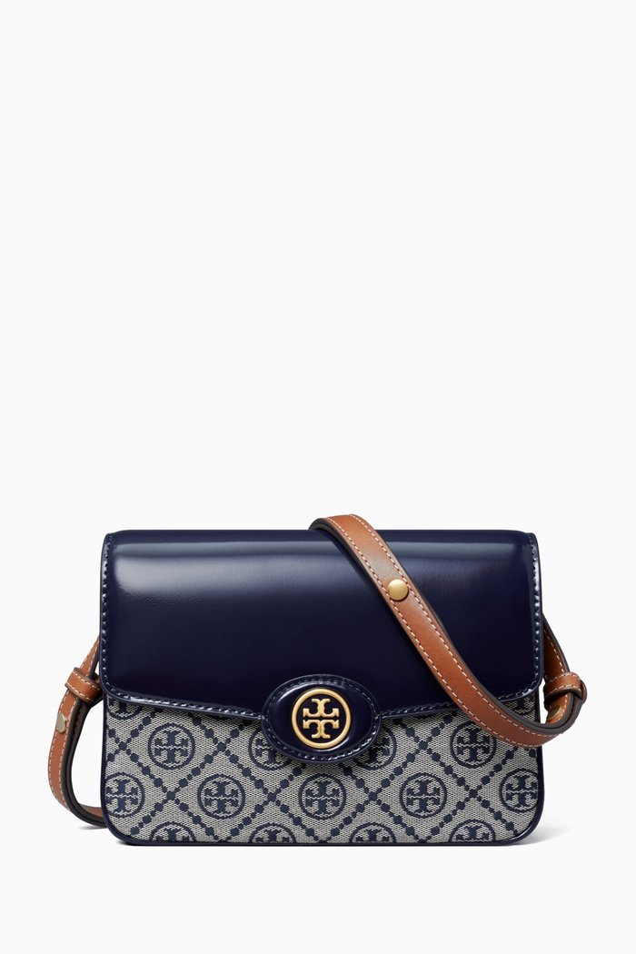 

Robinson T Monogram Convertible Shoulder Bag in Jacquard, Blue