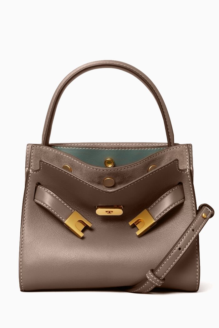 

Mini Lee Radziwill Double Shoulder Bag in Leather, Brown