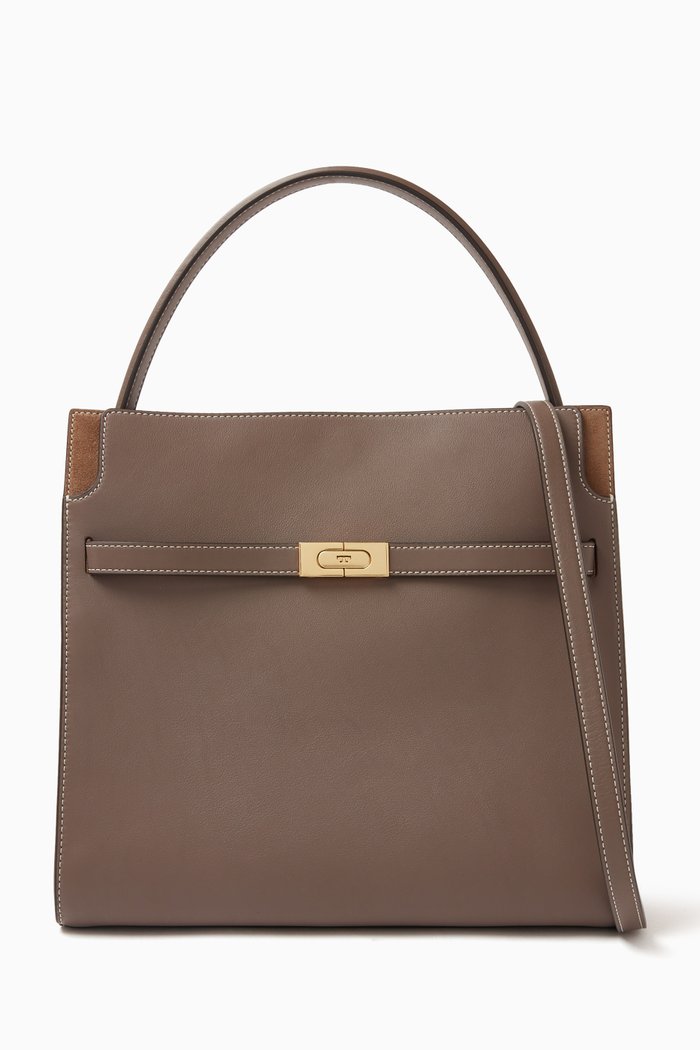

Lee Radziwill Double Bag in Leather, Brown