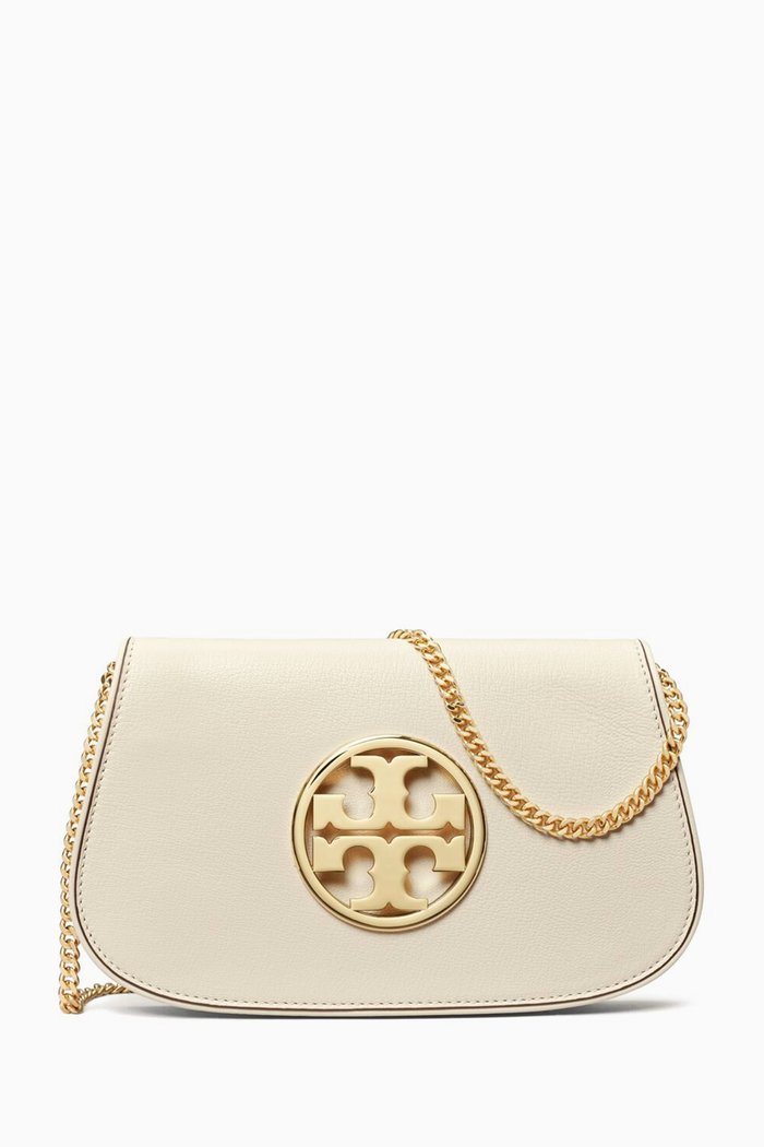 

Reva Clutch Bag in Leather, White