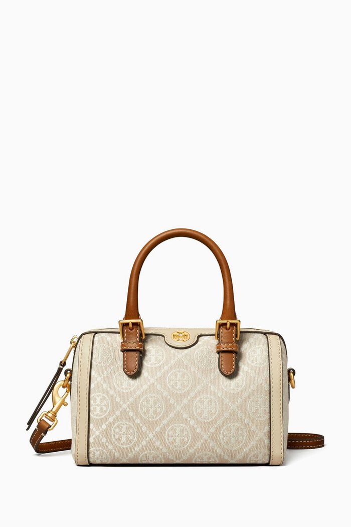 

Mini T Monogram Barrel Top-handle Bag in Jacquard, White