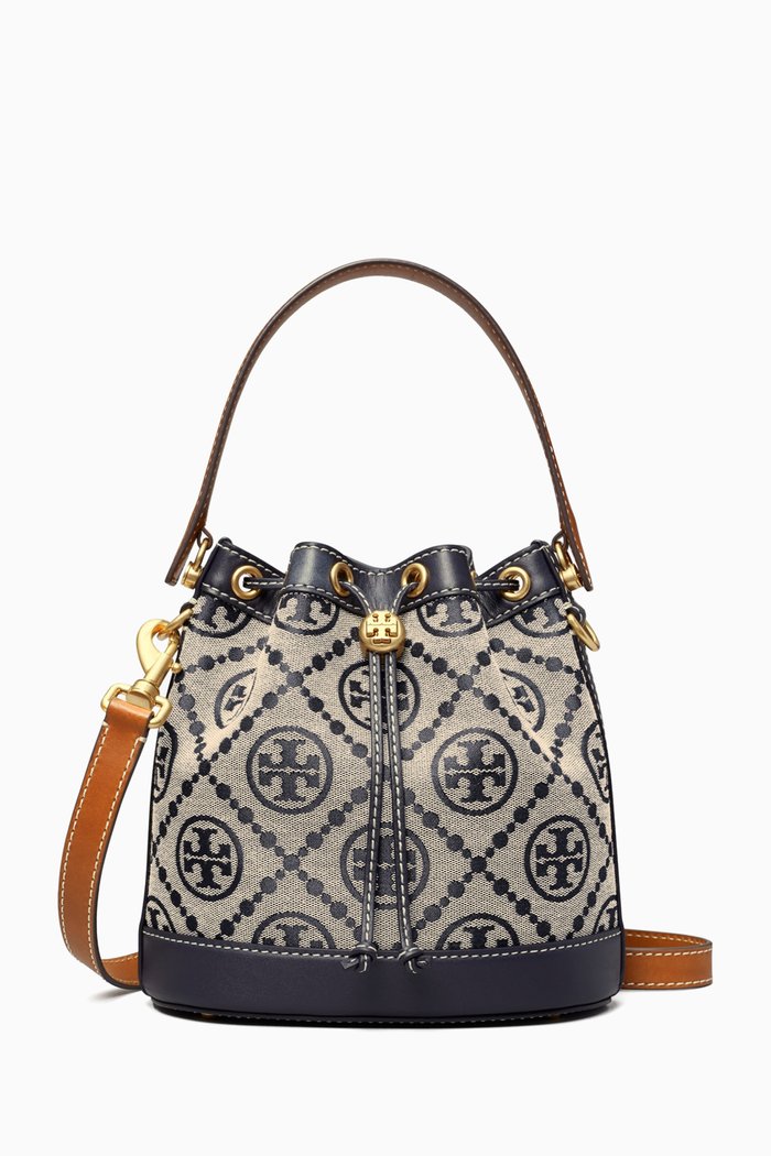 

T Monogram Bucket Bag in Jacquard, Blue