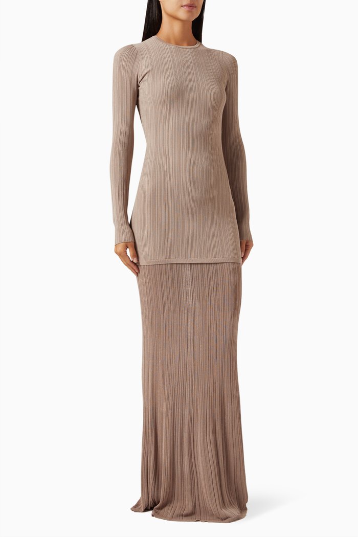

Natsu Maxi Dress in Ribbed-knit, Brown