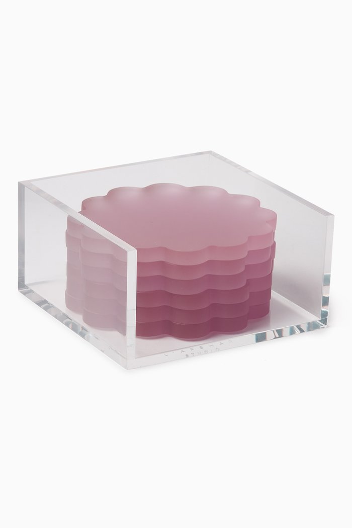 

Scallop-edged Coasters in Resin, Set of 6, Purple