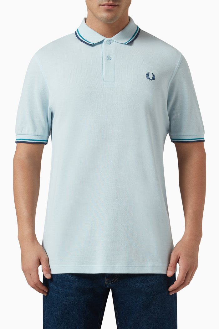

Twin Tipped Polo Shirt in Cotton Piqué, Blue