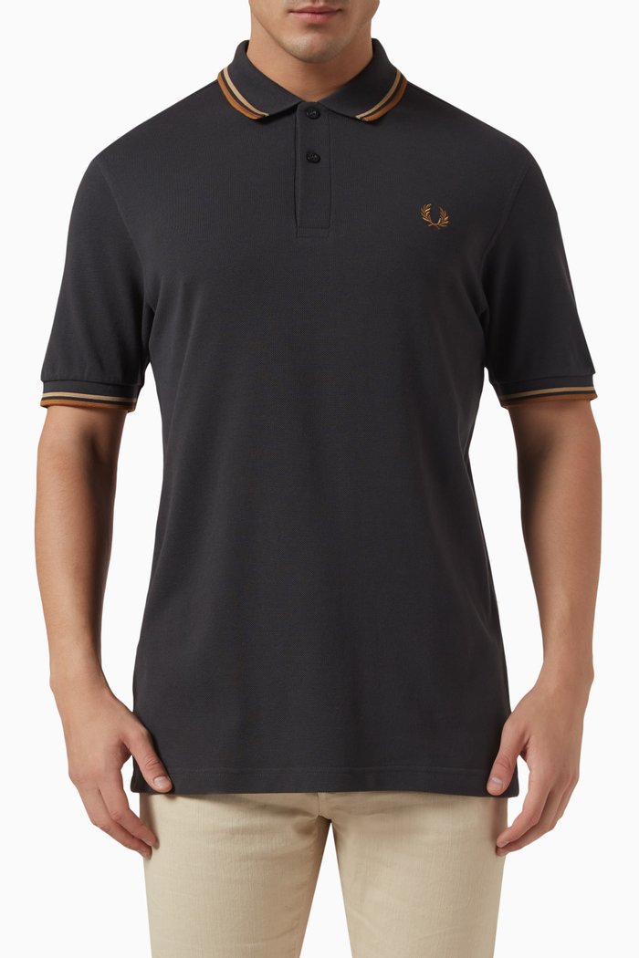 

Twin Tipped Polo Shirt in Cotton Piqué, Grey