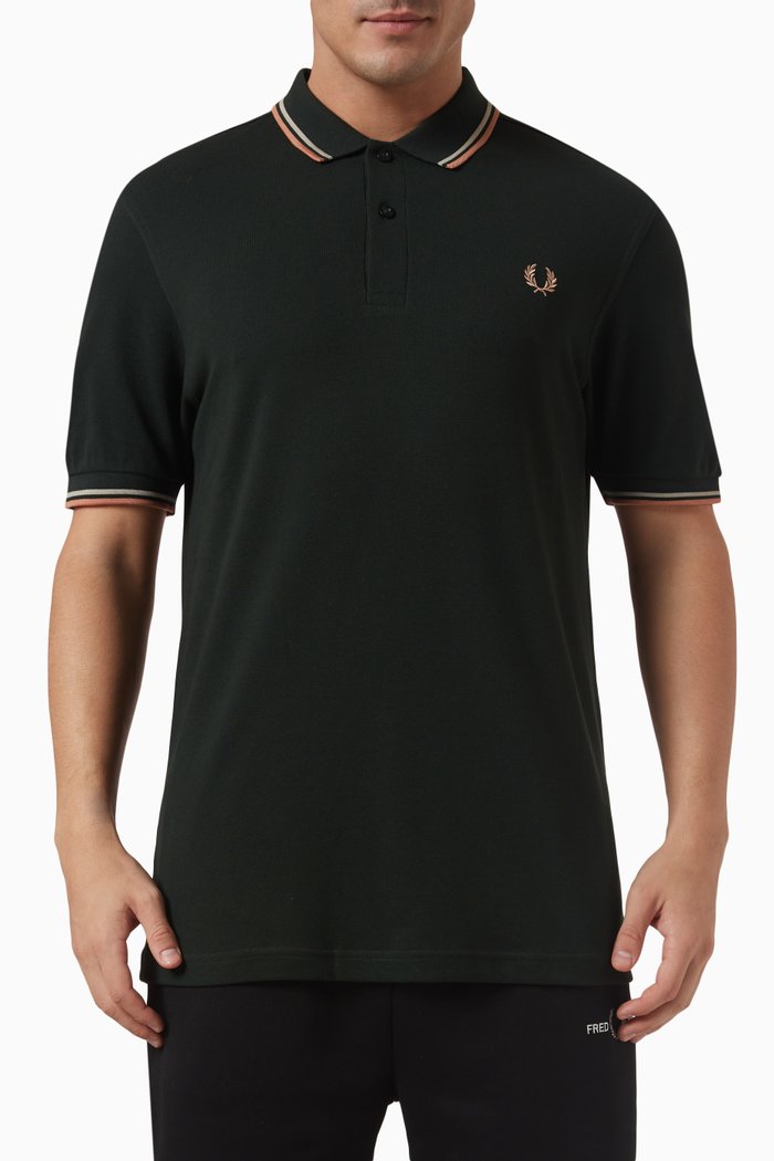 

Twin Tipped Polo Shirt in Cotton Piqué, Black