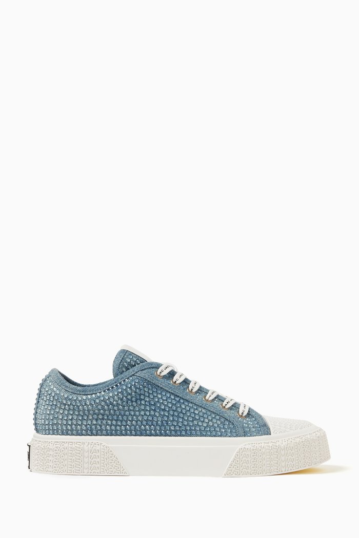 

Crystal-embellished Low Top Sneakers in Denim, Blue