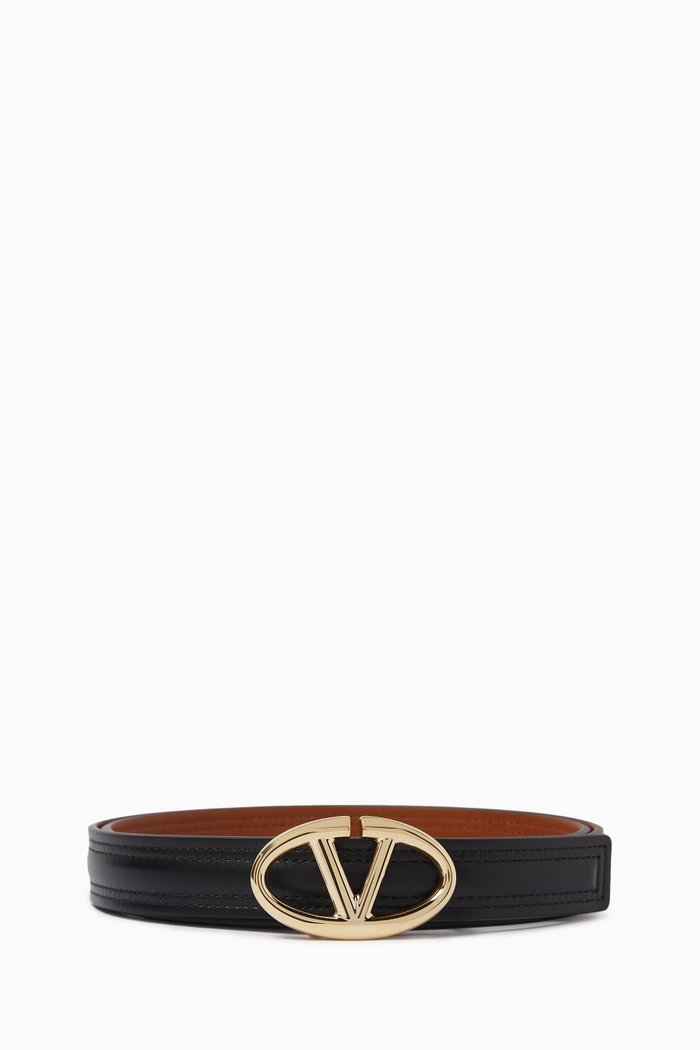 

Valentino Garavani VLOGO Moon Belt in Leather, Black