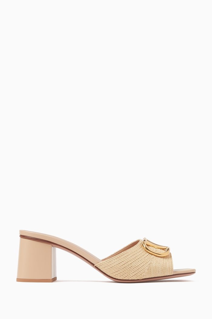 

Valentino Garavani VLOGO 60 Mules in Raffia, Neutral