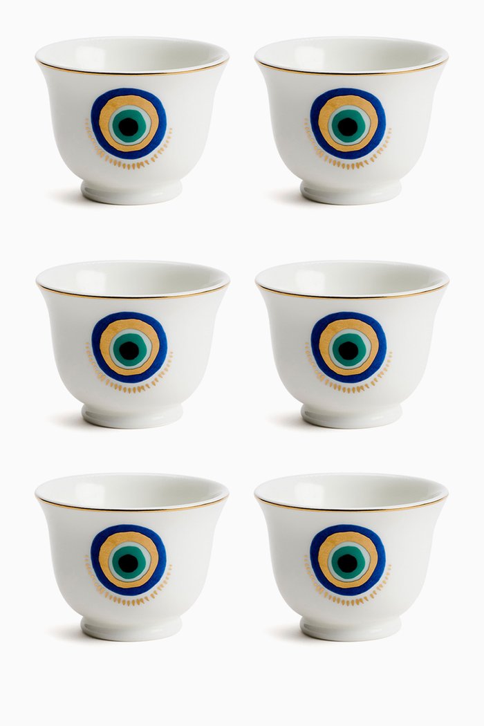 

Iris Chaffe Cups in Porcelain, Set of 6, White