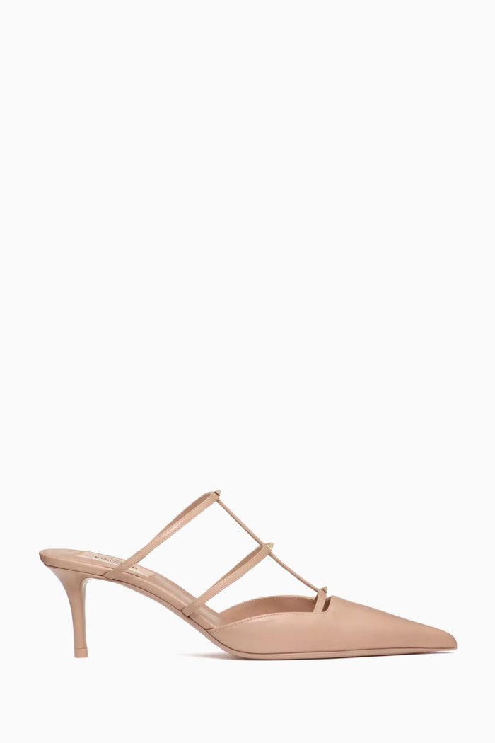 

Valentino Garavani Rockstud Wispy 60 Mules in Calfskin, Neutral