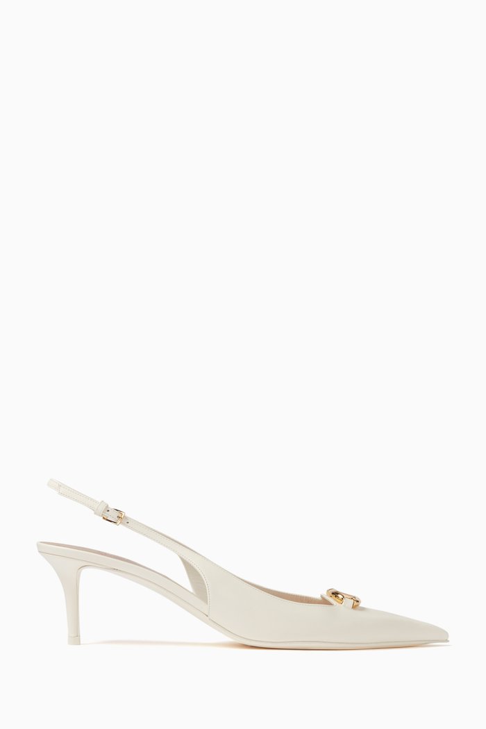 

Valentino Garavani VLOGO 60 Slingback Pumps in Leather, White